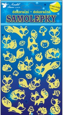 Wall Sticker Glow in the Dark 21 x 14 cm, Foxes
