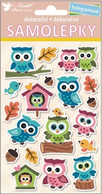 Stickers, Holographic Owls 19 x 10 cm