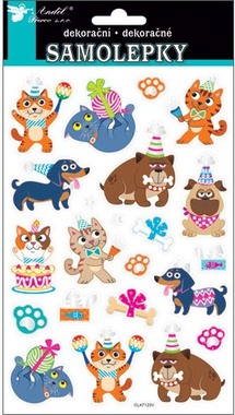 Stickers Dogs and Cats at a Party 21 x 14 cm