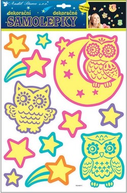 Glow-in-the-dark stickers Owls 35 x 28 cm