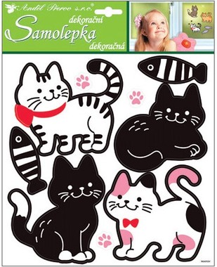 Stickers 32 x 26 cm, White and Black Cats