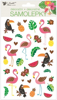 Glittery Plastic Stickers – Flamingos 14 × 25 cm