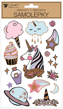 Gold Embossed Stickers – Unicorn and Stars 14 × 25 cm