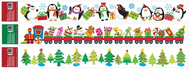 Decorative Window Cling Stripes with Glitter Children's Motifs 59 × 7 cm