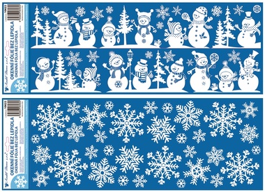 Decorative Window Cling with Glitter Snowflakes and Snowmen 60 × 22.5 cm
