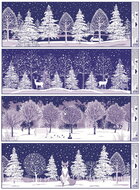 Csillámos csíkos ablakfólia Havas fák 90 x 30 cm