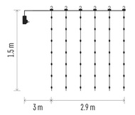 11097 Osvětlen&iacute; z&aacute;clona 2,9 x 1,5 m, 300 LED, tepl&aacute; b&iacute;l&aacute;-2