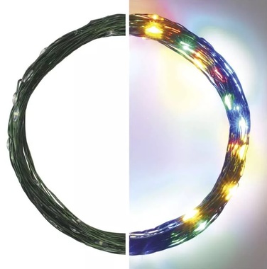 Nano string lights, green, 7.5 m – 75 LEDs, multicolor + 5 m power lead + timer