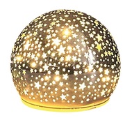 Világító üveggömb csillagokkal - pezsgőszínű, o 8 x 10 cm, meleg fehér, 10 LED, időzítő