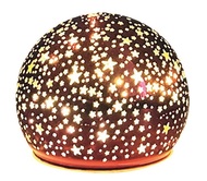 Világító üveggömb csillagokkal – bordó, o 8 x 10 cm, meleg fehér, 10 LED, időzítő