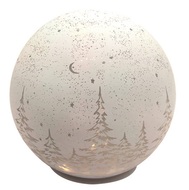 11703 Sv&iacute;t&iacute;c&iacute; skleněn&aacute; koule s motivem krajiny &ndash; b&iacute;l&aacute;, o 12 cm, tepl&aacute; b&iacute;l&aacute;, 10 LED, časovač-2