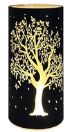 11707 Sv&iacute;t&iacute;c&iacute; skleněn&yacute; v&aacute;lec s motivem stromu &ndash; čern&yacute;, 20 x 9 cm, tepl&aacute; b&iacute;l&aacute;, 10 LED, časovač-1