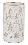 11712 Sv&iacute;t&iacute;c&iacute; skleněn&yacute; v&aacute;lec se stromy &ndash; b&iacute;l&yacute;, 15 x 9 cm, tepl&aacute; b&iacute;l&aacute;, 10 LED, časovač-1