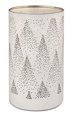 Világító üveghenger fákkal - fehér, o 9 x 15 cm, meleg fehér, 10 LED, időzítő