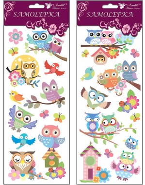 Stickers with Glitter - Owls 30 x 12 cm