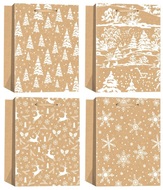 Christmas kraft bag with glitter L 26 x 32 x 12 cm