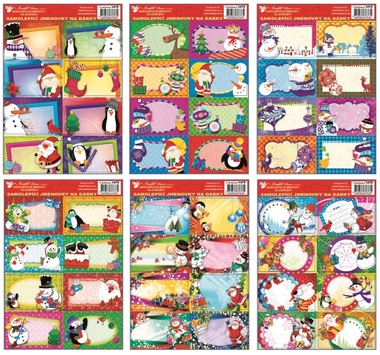 Self-adhesive Christmas gift tags 3D 14 x 20 cm with glitter, 8 pcs.