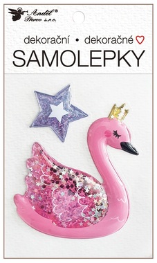 Glitter Filled Plastic Sticker – Swan 10.5 × 18 cm