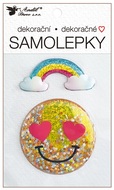 15040 Samolepka plastick&aacute; plněn&aacute; třpytkami -smajl&iacute;k 10,5 x 18 cm-1