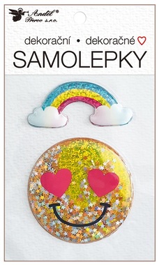 Sticker Filled with Glitters, Smiley 10,5 x 18 cm