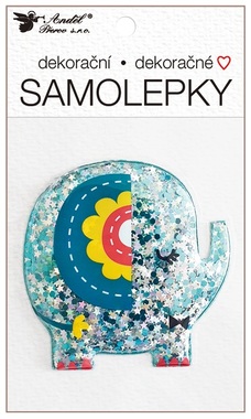 Glitter filled plastic sticker – Elephant 10.5 × 18 cm