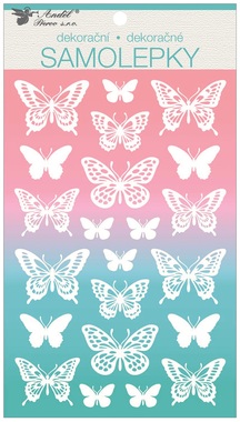 White Stickers with glitter – Butterflies 14 × 24 cm
