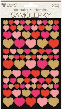 Stickers - Colorful Hearts 14 × 25 cm, 2 sheets
