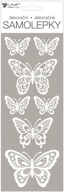White Stickers with glitter - Butterflies 11 x 30 cm