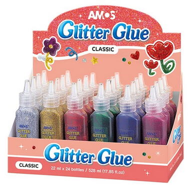 Glitter Glue Display box 22 ml, 24 pcs