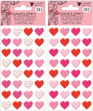 3D Stickers - Hearts 9.5 x 22 cm
