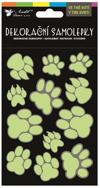 Glow in the dark stickers 3D - Paws 10.5 x 20 cm