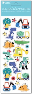 Plastic Stickers with Glitter - Dino and the Builder 10.5 x 30.5 cm