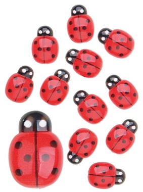 Ladybirds w/Sticker 2 x 2 x 0,5 cm, 12 pcs