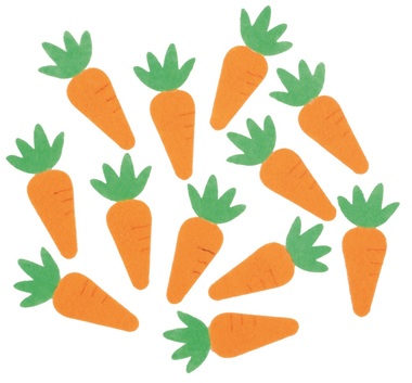 Felt Carrots w/Sticker 2 x 5,5 x 0,3 cm, 12 pcs