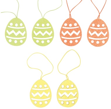 Hanging Glitter Egg 3,5 x 4,5 x 0,3 cm 6 pcs