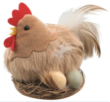 Plush Hen 10 x 11 x 13 cm, Brown