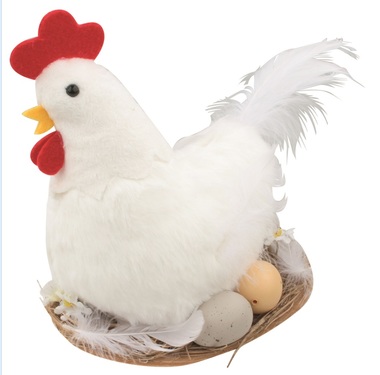 Plush Hen 24 x 20 x 12 cm, White