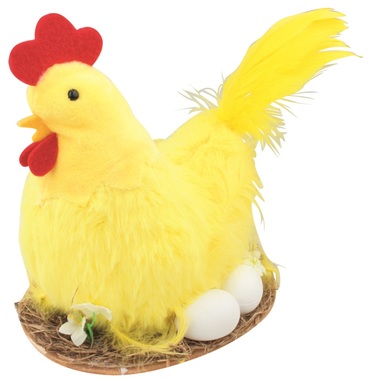 Plush Hen 24 x 20 x 12 cm, Yellow
