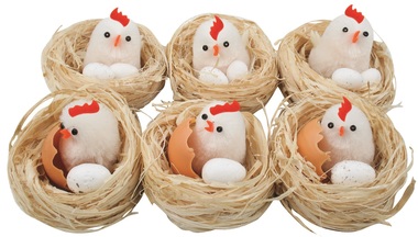 Nests w/Chicken 5,5 x x 5,5 x 4 cm, 6 pcs in Box