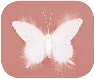 Butterfly W/Sequins and Feathers 17 x 14 x 1,5 cm, on Clip