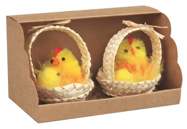 Hen with Chicken in a Basket, 4,5 x 6 x 5 cm, 2 pcs