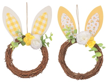 Wreath with Felt Ears 16 x 25 x 5 cm, Yellow