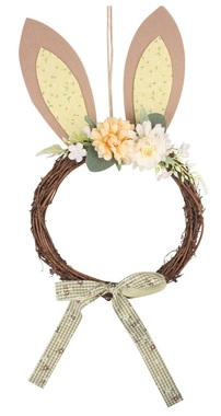 Wreath with Felt Ears and Bow  23 x 42 x 7 cm, Yellow