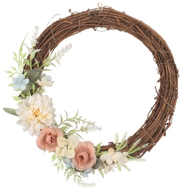 Wreath with Deco 23 x 23 x 6 cm, Cream