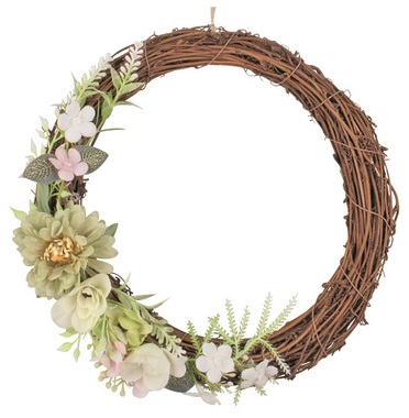 Wreath with Deco 23 x 23 x 6 cm, Green