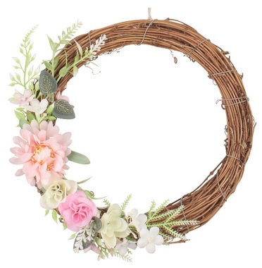 Wreath with Deco 23 x 23 x 6 cm, Pink