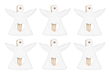 Wooden Angel 3 cm, on Peg, 6 pcs