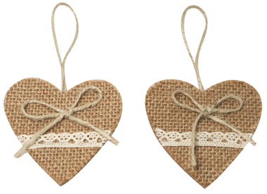 Hanging Jute Heart 7,5 x 7 x 0,3 cm, 2 pcs