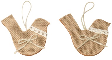 Hanging Jute Bird 8 x 9 x 0,3 cm, 2 pcs