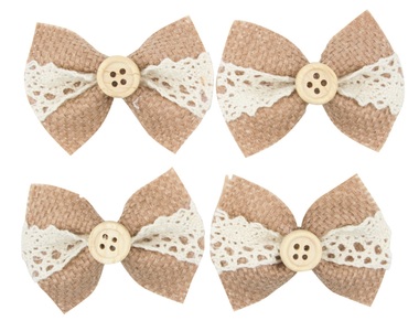 Jute Bow with Double-sided Sticker 6 x 4 x 1 cm, 4 pcs
